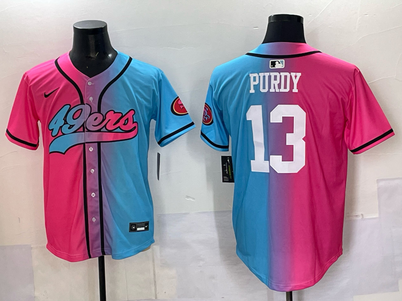 Men San Francisco 49ers 13 Purdy Blue pink Nike Limited NFL 2025 Jersey 0010
